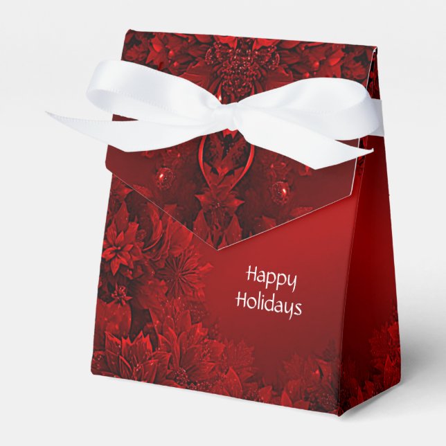 Red Leaves Floral Holiday Gift Box (Front Side)