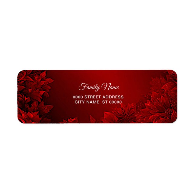 Red Leaves Floral Return Address Label (Front)