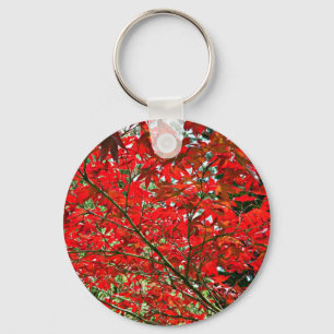 Red leaves key ring