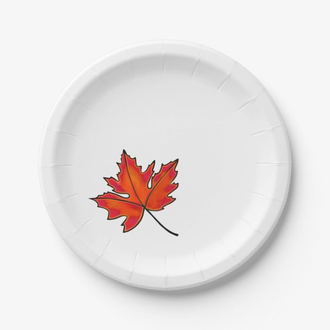 Red leaves, Maple leaves, Autumn colours Paper Plate (Front)
