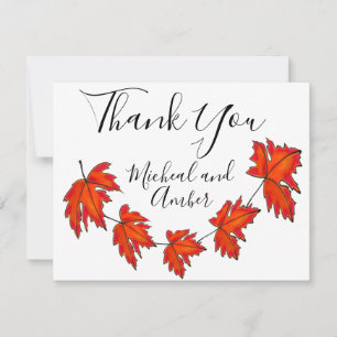 Red leaves, Maple leaves, Autumn colours Thank You Card