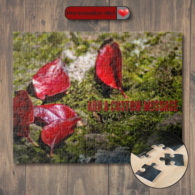Red Leaves on a Rock Jigsaw Puzzle (Red Leaves on a Rock Jigsaw Puzzle)