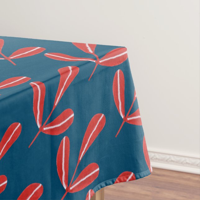 Red Leaves on Blue Tablecloth (In Situ)