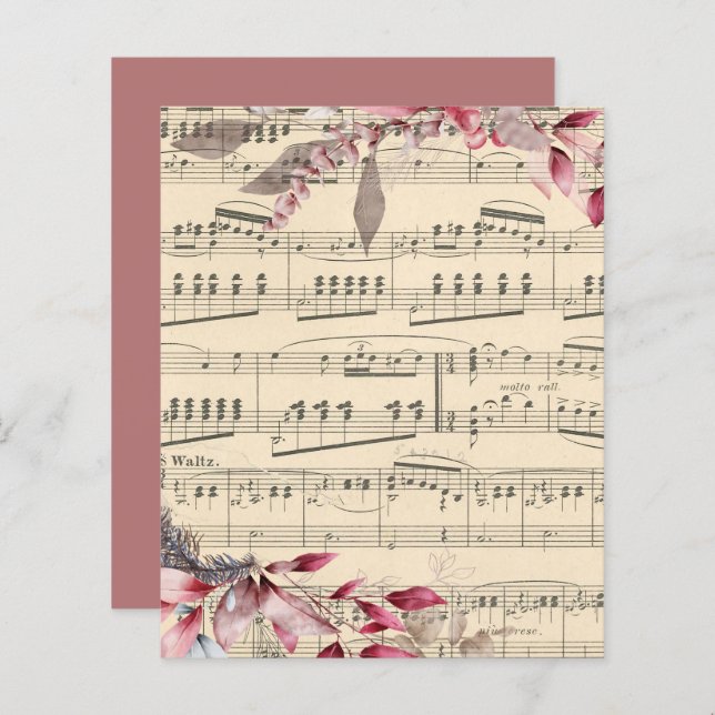 Red Leaves On Music Scrapbook Paper (Front/Back)