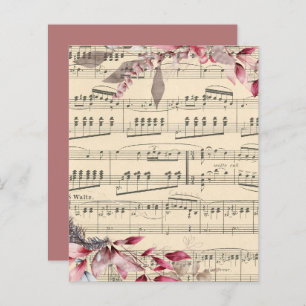 Red Leaves On Music Scrapbook Paper