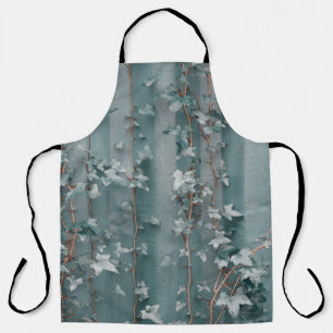 RED LEAVES ON WHITE WALL APRON