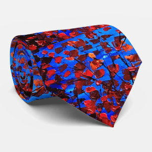 Red leaves over a blue sky tie