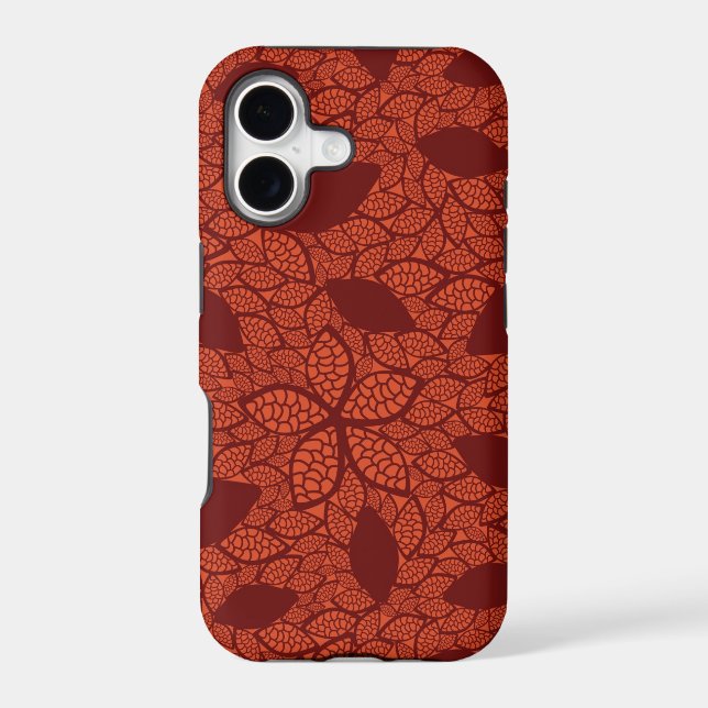Red leaves pattern on orange (Back)
