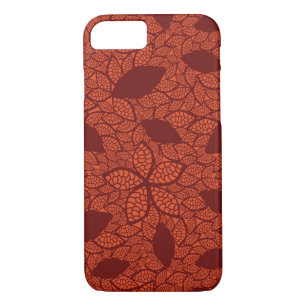 Red leaves pattern on orange iPhone 8/7 case