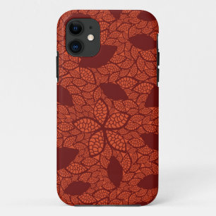 Red leaves pattern on orange iPhone 11 case