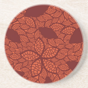 Red leaves pattern on orange coaster