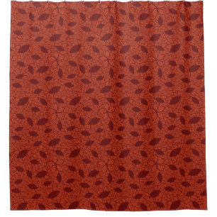 Red leaves pattern on orange shower curtain