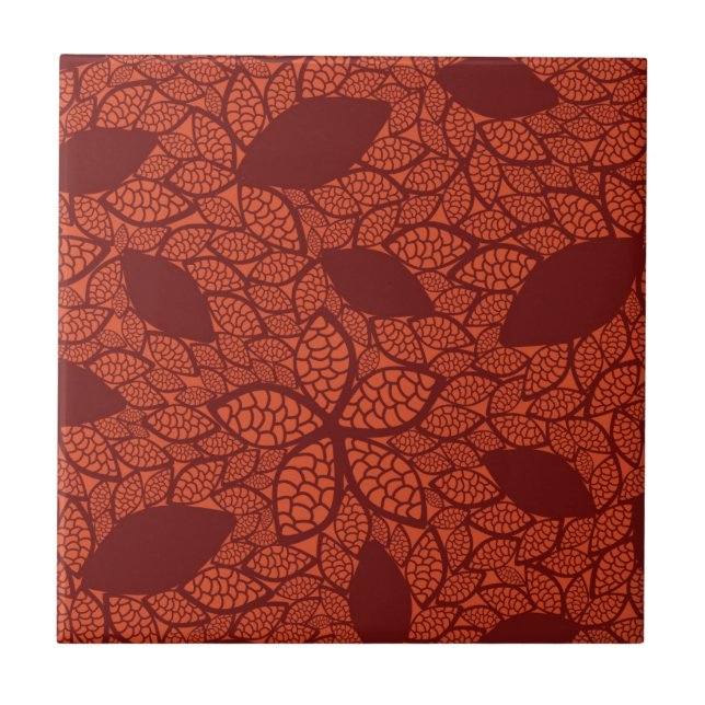 Red leaves pattern on orange tile (Front)