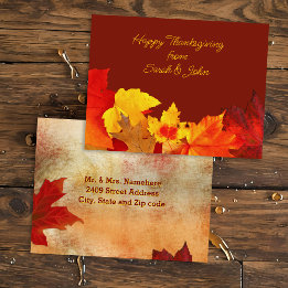 Red Leaves Thanksgiving Mailing Address Postcard