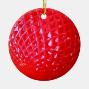 Red LED Christmas Light Bulb Ceramic Tree Decoration