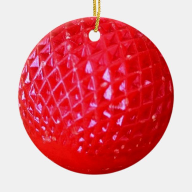 Red LED Christmas Light Bulb Ceramic Tree Decoration (Front)