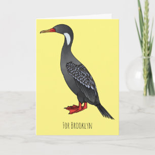 Red-legged cormorant bird cartoon illustration  card