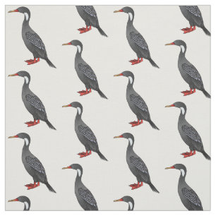 Red-legged cormorant bird cartoon illustration fabric
