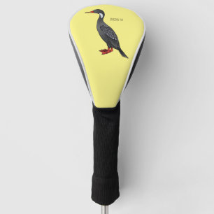 Red-legged cormorant bird cartoon illustration golf head cover