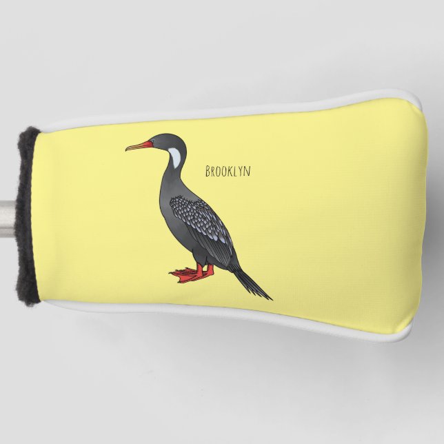 Red-legged cormorant bird cartoon illustration  golf head cover (Front)