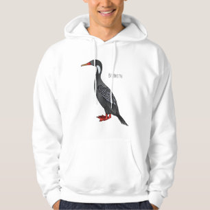 Red-legged cormorant bird cartoon illustration hoodie