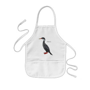 Red-legged cormorant bird cartoon illustration kids apron