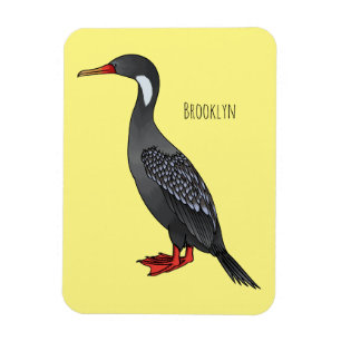Red-legged cormorant bird cartoon illustration  magnet