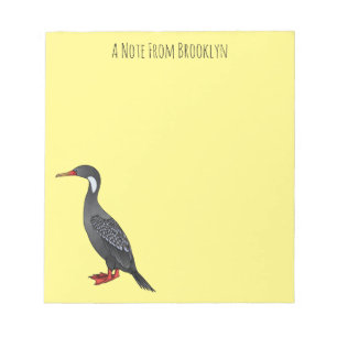 Red-legged cormorant bird cartoon illustration notepad