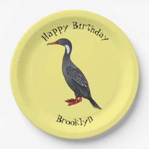 Red-legged cormorant bird cartoon illustration paper plate