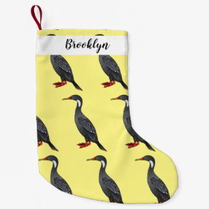 Red-legged cormorant bird cartoon illustration small christmas stocking