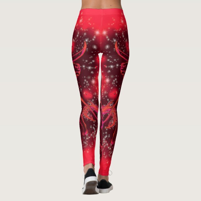 Red Leggings with Bull Running In Starry Night (Back)