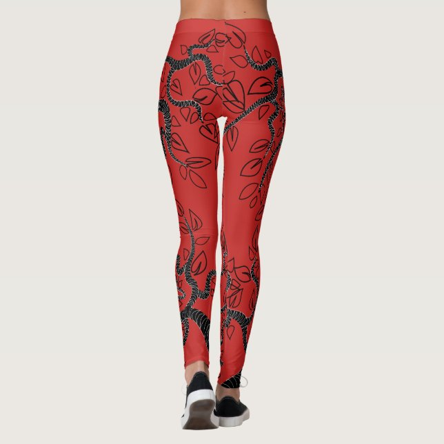 Red Leggings with Trees Design - Choose Colour (Back)
