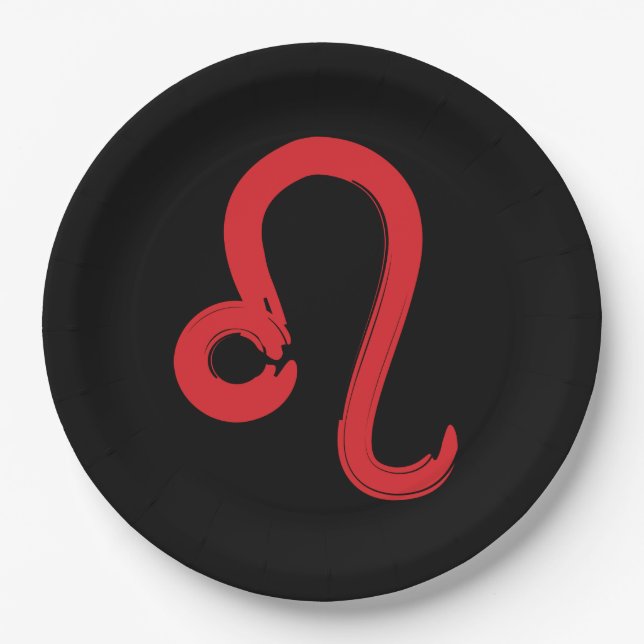 Red LEO Zodiac Sign July August Birthday Astrology Paper Plate (Front)