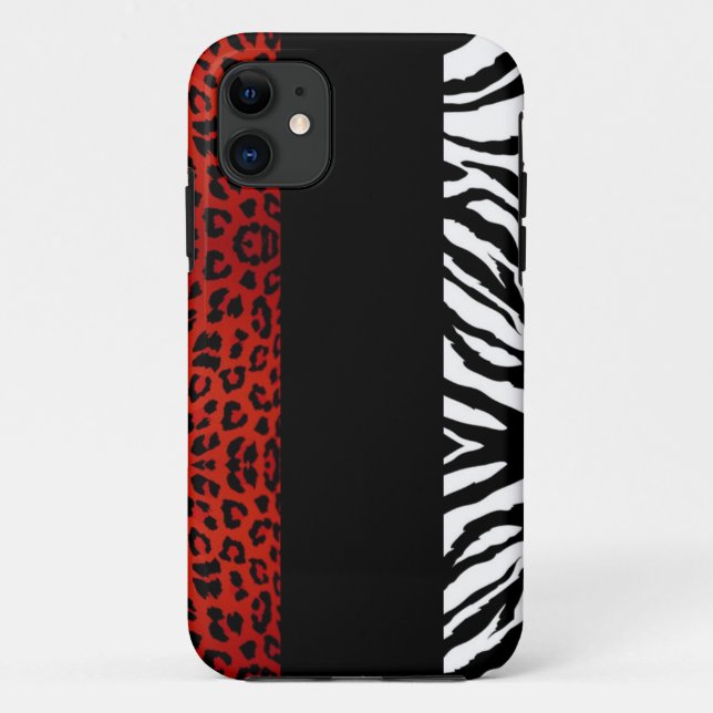 Red Leopard and Zebra Custom Animal Print Case-Mate iPhone Case (Back)