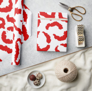Red Leopard Pattern Wrapping Paper