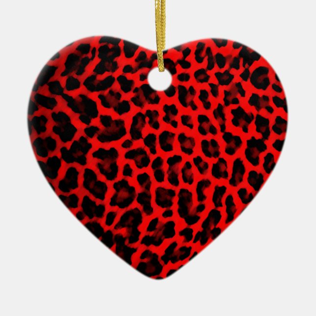 Red Leopard Print Ceramic Tree Decoration (Front)