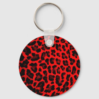 Red Leopard Print Key Ring