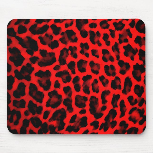 Red Leopard Print Mouse Mat (Front)