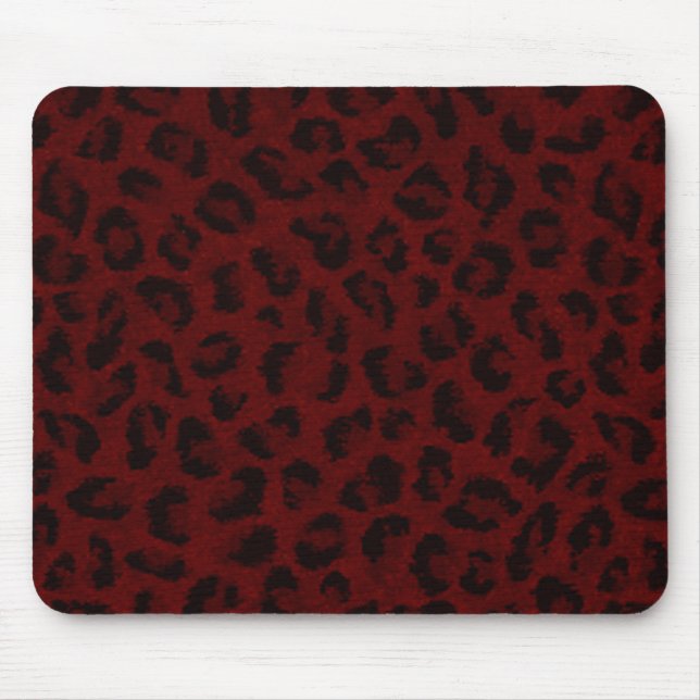 Red Leopard Print Mouse Pad (Front)
