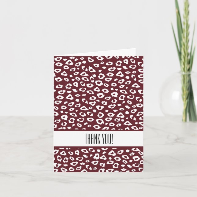 Red Leopard Print Print Thank You Card (Front)