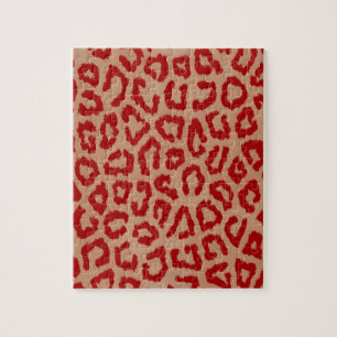 Red Leopard Skin Art Jigsaw Puzzle