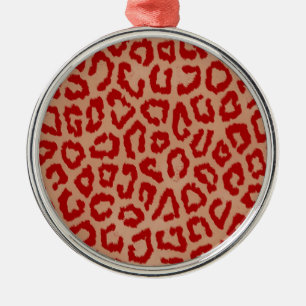 Red Leopard Skin Art Metal Tree Decoration