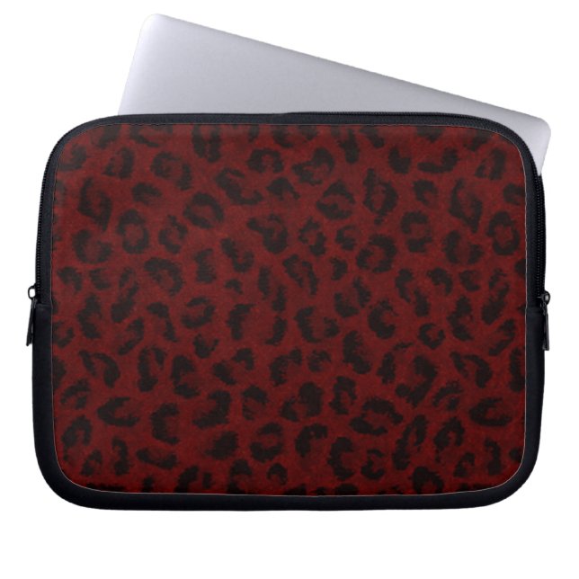 Red Leopard Skin Laptop Sleeve (Front)