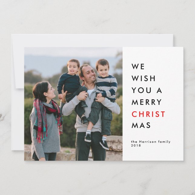 Red Letter Christ is the Reason Christmas Photo Holiday Card (Front)