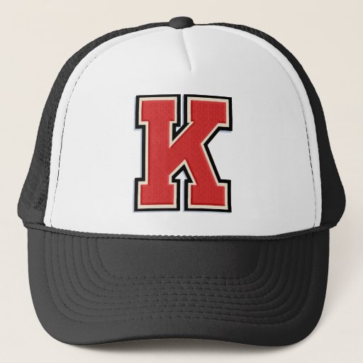 Image of Red Letter "K" Initial Trucker Hat