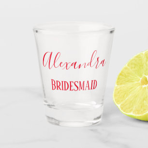 Red Lettering Bridesmaid Keepsake Shot Glass