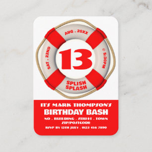 Red Life Ring, Pool Party Birthday Handout Tickets