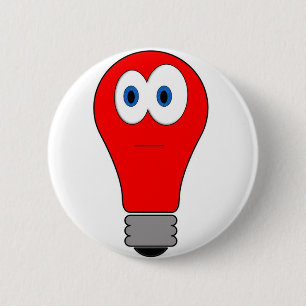 Red Light Bulb 6 Cm Round Badge