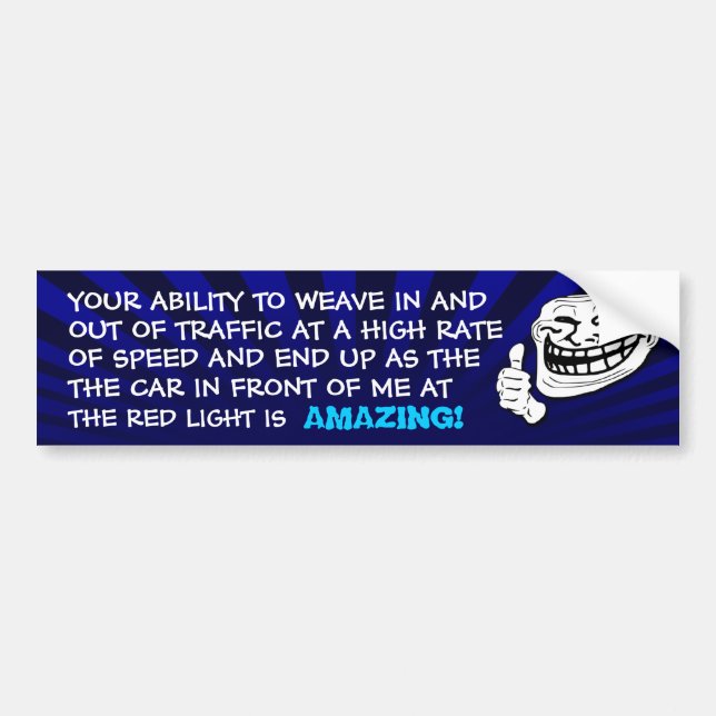 Red Light Troll Bumper Sticker (Blue) (Front)