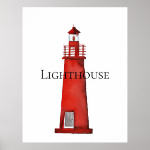 Red lighthouse poster